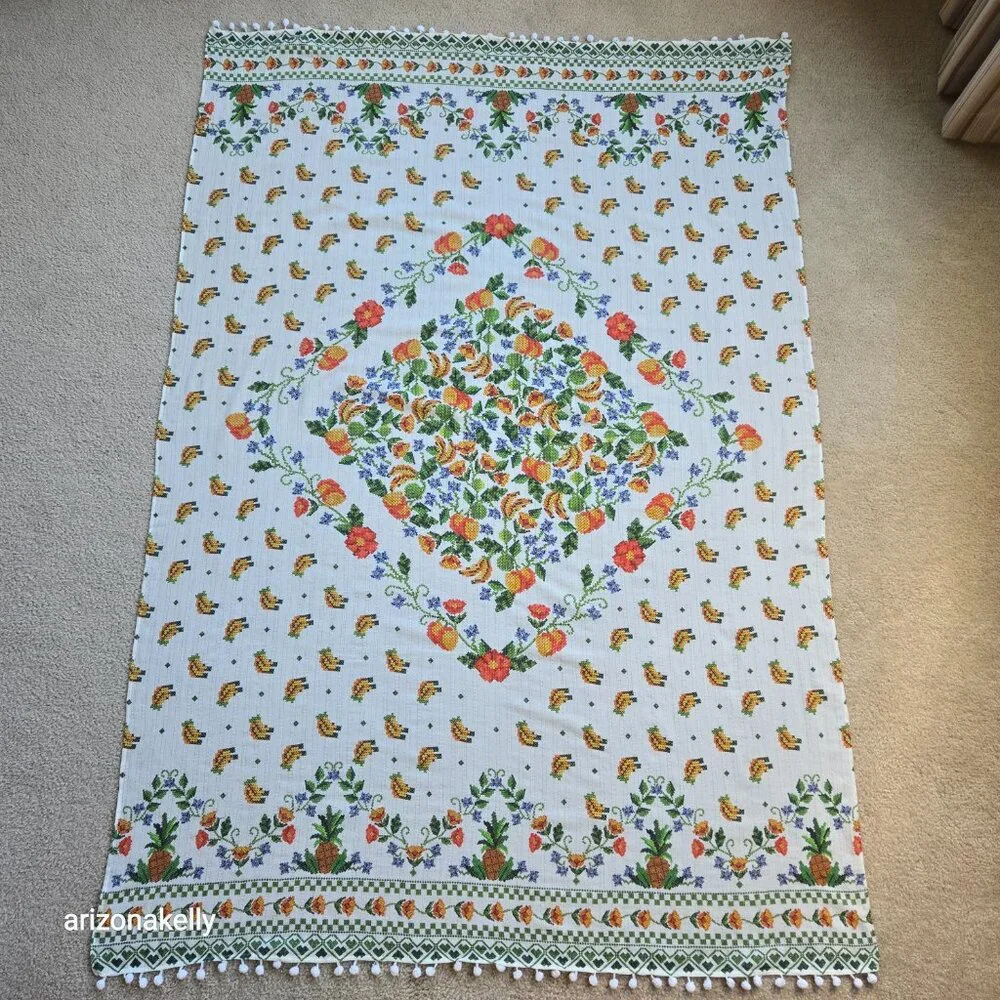 NWOT FARM Rio Sarong Needlepoint Print Fruits & Flowers Scarf - Picture 5 of 16